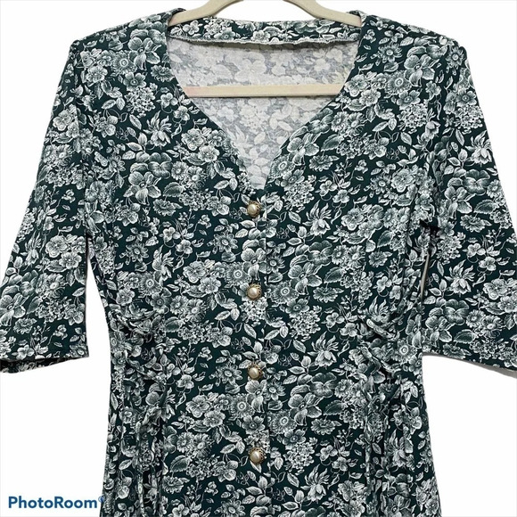 Boho VNTG Floral Mini Dress Button Front Closure - Picture 6 of 14